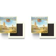 İberk Buzdolap Magnetleri - Eritre Eritrea Asmara Retro Tema - 2 Adet