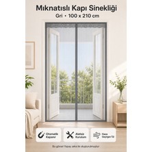 deyhome Mıknatıslı Kapı Sinekliği Siyah 100 x 210 cm Otomatik Kapanan Manyetik Tül Sineklik