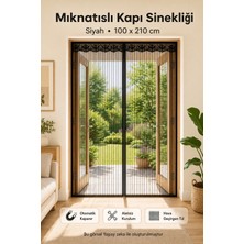 deyhome Mıknatıslı Kapı Sinekliği Siyah 100 x 210 cm Otomatik Kapanan Manyetik Tül Sineklik