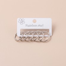 Stainless Steel 316L Çelik Gümüş Renk 3 Çift Ince Halka Küpe Seti 1,5 - 2 cm