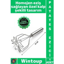 Wintoup #patatesezici Profesyonel Ergonomik Püre Yapıcı Metal Kalp Şekil Paslanmaz Çelik Patates Ezici 25 cm