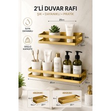 Banyo Rafı 2'li Set Duvara Monte Şampuan Rafı Kozmetik Düzenleyici Organizer -Mutfak Rafı - Paslanmaz Çelik Banyo Rafı, Şampuan Rafı, Duvara Monte, Organizer