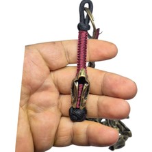 Moonparacord Assassin Boncuklu Anahtarlık Bronz Renk Bordo Örgü