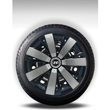 FRWY Hyundai 4 Adet Jant Kapağı 15" Inç Gri Siyah ( Accent Era Blue Admire Getz I20 I10 H100 Starex ) FW023