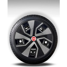 FRWY Fiat 4 Adet Jant Kapağı 14" Inç Gri Siyah ( Egea Fiorino Doblo Linea Punto Albea Palio Uno ) FW014