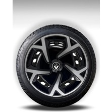 FRWY Peugeot 4 Adet Jant Kapağı 15" Inç Gri Siyah ( 206 207 208 301 306 307 308 Partner Bipper ) FW016