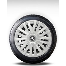 FRWY Peugeot 4 Adet Jant Kapağı 15" Inç Gri ( 206 207 208 301 306 307 308 Partner Bipper ) FW020