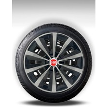 FRWY Fiat 4 Adet Jant Kapağı 14" Inç Gri Siyah ( Egea Fiorino Doblo Linea Punto Albea Palio Uno ) FW026