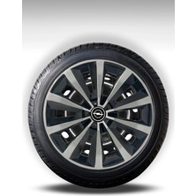 FRWY Opel 4 Adet Jant Kapağı 15" Inç Gri Siyah ( Corsa C D E Astra G H J Combo Vectra Meriva ) FW027