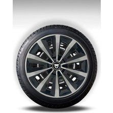 FRWY Dacia 4 Adet Jant Kapağı 14" Inç Gri Siyah ( Duster Logan Dokker Lodgy Sandero Stepway ) FW026