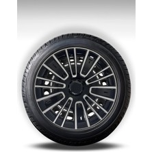 FRWY Ford 4 Adet Jant Kapağı 14" Inç Gri Siyah ( Tourneo Transit Connect Courier Focus Fiesta Fusion ) FW038