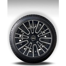 FRWY Kia 4 Adet Jant Kapağı 15" Inç Gri Siyah ( Rio Pride Sephia Cerato Ceed Bongo Picanto ) FW039