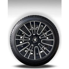FRWY Peugeot 4 Adet Jant Kapağı 15" Inç Gri Siyah ( 206 207 208 301 306 307 308 Partner Bipper ) FW039