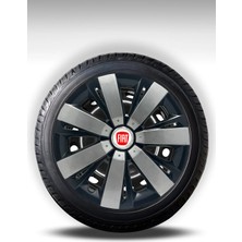 FRWY Fiat 4 Adet Jant Kapağı 15" Inç Gri Siyah ( Egea Fiorino Doblo Linea Punto Albea Palio Uno ) FW023