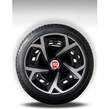 FRWY Fiat 4 Adet Jant Kapağı 15" Inç Gri Siyah ( Egea Fiorino Doblo Linea Punto Albea Palio Uno ) FW016