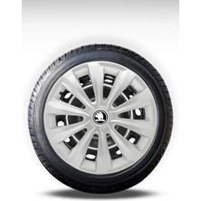 FRWY Skoda 4 Adet Jant Kapağı 16" Inç Gri ( Fabia Octavia Rapid Favorit Felicia Scala Spaceback ) FW041