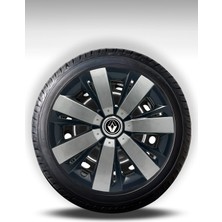 FRWY Renault 4 Adet Jant Kapağı 15" Inç Gri Siyah ( Clio 4 5 Symbol Megane Kangoo Fluence Taliant Express Brodway ) FW023