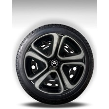 FRWY Citroen 4 Adet Jant Kapağı 14" Inç Gri Siyah ( C-Elysse C1 C2 C3 C4 Berlingo Nemo ) FW009