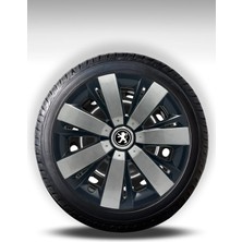 FRWY Peugeot 4 Adet Jant Kapağı 15" Inç Gri Siyah ( 206 207 208 301 306 307 308 Partner Bipper ) FW023