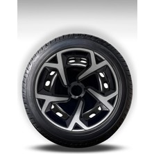 FRWY Volkswagen 4 Adet Jant Kapağı 15" Inç Gri Siyah ( Golf Jetta Polo Caddy Passat Bora ) FW016