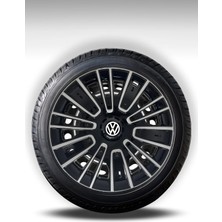 FRWY Volkswagen 4 Adet Jant Kapağı 14" Inç Gri Siyah ( Golf Jetta Polo Caddy Passat Bora ) FW038