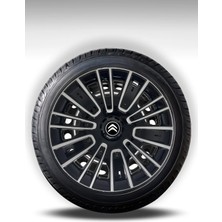 FRWY Citroen 4 Adet Jant Kapağı 15" Inç Gri Siyah ( C-Elysse C1 C2 C3 C4 Berlingo Nemo ) FW039