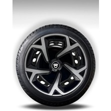 FRWY Dacia 4 Adet Jant Kapağı 15" Inç Gri Siyah ( Duster Logan Dokker Lodgy Sandero Stepway ) FW016