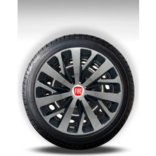 FRWY Fiat 4 Adet Jant Kapağı 14" Inç Gri Siyah ( Egea Fiorino Doblo Linea Punto Albea Palio Uno ) FW029