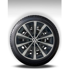 FRWY Volkswagen 4 Adet Jant Kapağı 15" Inç Gri Siyah ( Golf Jetta Polo Caddy Passat Bora ) FW027