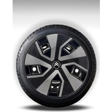 FRWY Citroen 4 Adet Jant Kapağı 14" Inç Gri Siyah ( C-Elysse C1 C2 C3 C4 Berlingo Nemo ) FW014