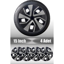 FRWY Kia 4 Adet Jant Kapağı 15" Inç Gri Siyah ( Rio Pride Sephia Cerato Ceed Bongo Picanto ) FW015