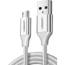 Ugreen Micro USB Örgülü Data ve Şarj Kablosu Beyaz 1 Metre - Outlet