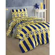 Evrizon Tek Kişilik Taraftar Nevresim Takımı Sarı - Lacivert 100 x 200 cm Desenli Yastık Kılıfı