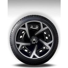 FRWY Citroen 4 Adet Jant Kapağı 15" Inç Gri Siyah ( C-Elysse C1 C2 C3 C4 Berlingo Nemo ) FW016