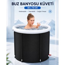 MDSTECH Taşınabilir Buz Banyosu Küveti 80x70 cm – Katlanabilir Yalıtımlı Ice Bath Cold Plunge Soğuk Su Sporcu Küveti
