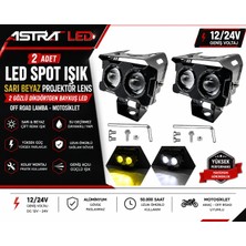 Astraled 2 Adet LED Spot Işık ve Sarı Beyaz Projektör Lens 2 Gözlü Dikdörtgen Baykuş LED Off Road Lamba Motosiklet