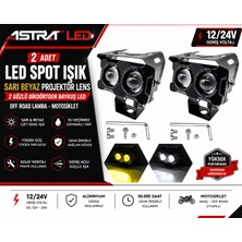 Astraled 2 Adet Çift Mercek Sarı Beyaz 60 Watt Motosiklet Atv Off Road LED Lamba Uyumlu