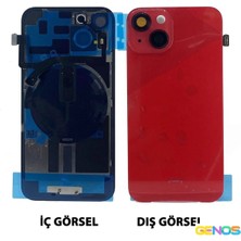 Genos iPhone 14 Uyumlu Kamera Camlı Batarya Kapağı + Magsafe Flex (Product Red) (SN808523)
