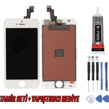 Genos Apple Iphone 5s LCD Ekran A+ Beyaz Montaj Kiti Hediye