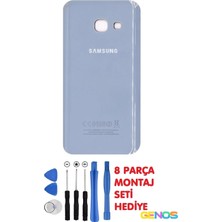Genos Samsung Galaxy A3 2017 A320 Arka Kapak Pil Batarya Kapağı Mavi +  Montaj Set