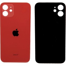 Genos Iphone 12 Uyumlu Arka Cam Kapak Kırmızı Renk