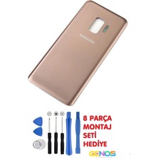 Genos Samsung Galaxy S9 Plus G965F Arka Cam Kapak Batarya Pil Kapağı Gold Yapıştırıcı B7000 Montaj Set