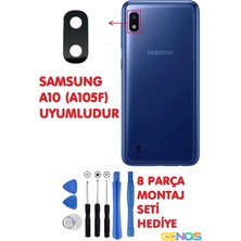 Genos Samsung Galaxy A10 (A105F) Arka Kamera Camı Kamera Camı Lensi + Montaj Set