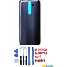 Genos Xiaomi Redmi Note 8 Pro Arka Cam Kapak Batarya Pil Kapağı +Montaj Set Siyah
