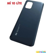 Genos Xiaomi Mi 10 Lite Uyumlu Arka Cam Pil Kapağı Batarya Kapağı Siyah