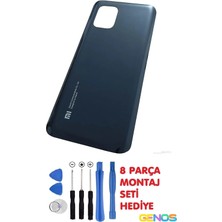 Genos Xiaomi Mi 10 Lite Uyumlu Arka Cam Pil Kapağı Batarya Kapağı Siyah + Montaj Set
