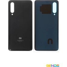 Genos Xiaomi Mi 9  Uyumlu Arka Kapak Batarya Pil Kapağı Cam Siyah