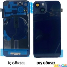 Genos iPhone 14 Plus Uyumlu Kamera Camlı Batarya Kapağı + Magsafe Flex (Siyah) (SN808518)