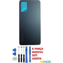 Genos Xiaomi Redmi Note 11 Pro Uyumlu Arka Cam Pil Kapağı Batarya Kapağı Siyah + Montaj Set