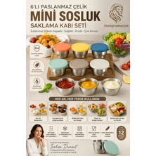 Transformacion 6'lı 18/10 Çelik Mini Sosluk Saklama Kabı Seti Sızdırmaz Silik On Kapaklı 723456
